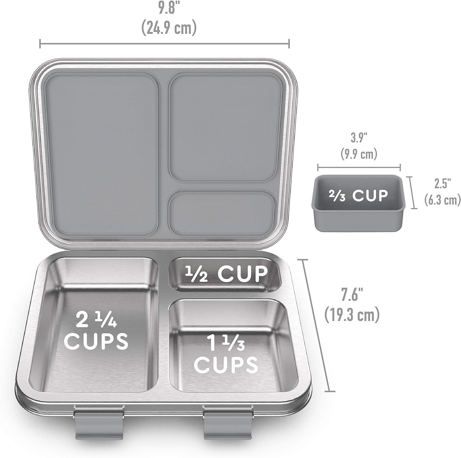 Bentgo Kids Stainless Steel Leak-Resistant Lunch Box - Bento-Style, 3 Compartments, and Bonus Sil... | Amazon (US)