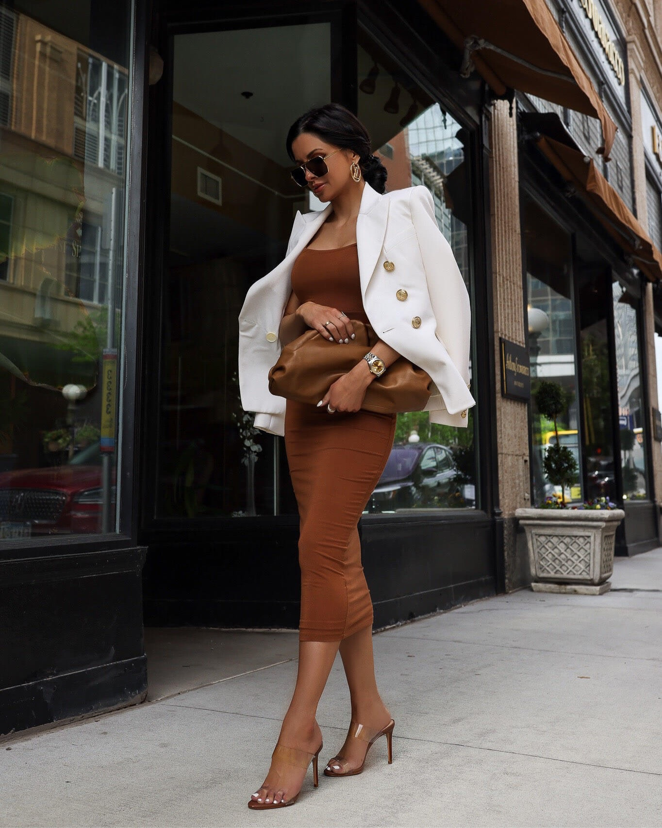 Summer work outfit
Saks fifth Avenue gift card event - save up to $500 on bottega veneta the pouch bag with code MYGIFTSF
Schutz vinyl mules 

#LTKstyletip #LTKsalealert #LTKitbag