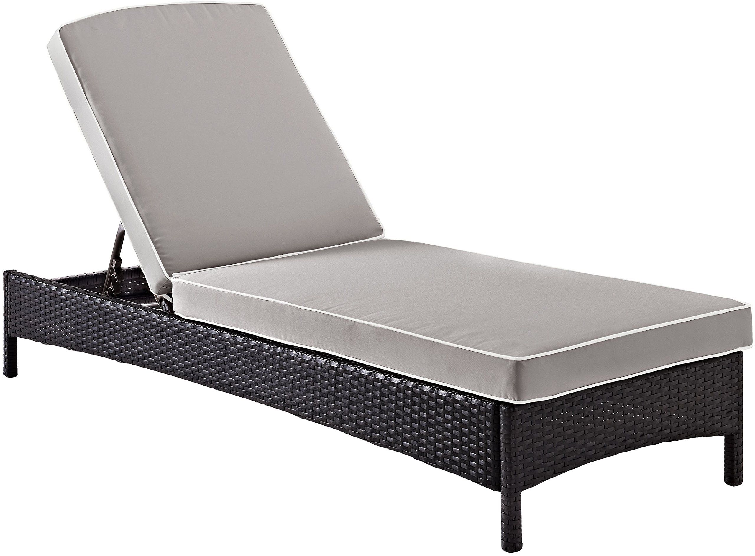 Crosley Furniture Palm Harbor Outdoor Wicker Chaise Lounge with Grey Cushions - Brown | Amazon (US)