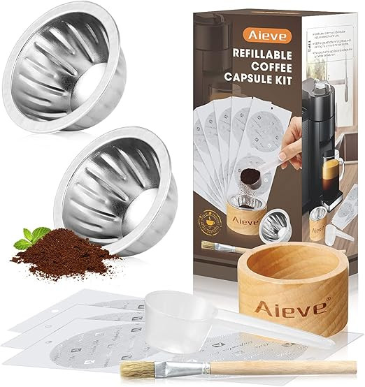 AIEVE Refillable Coffee Pods Kit for Nespresso Vertuoline include 2 Pack Stainless Steel Capsule,... | Amazon (US)