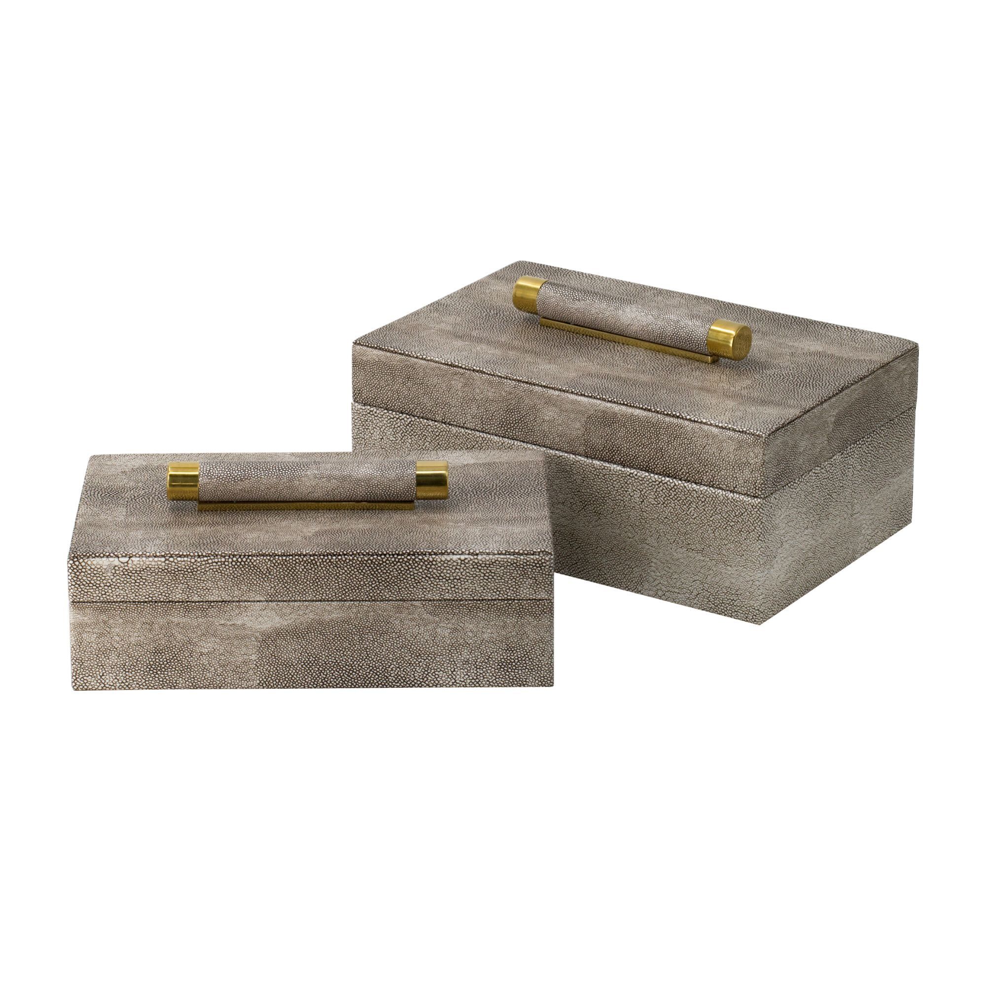 Set of 2 Brown Textured Contemporary Rectangular Boxes with Wrapped Handles 11" | Walmart (US)