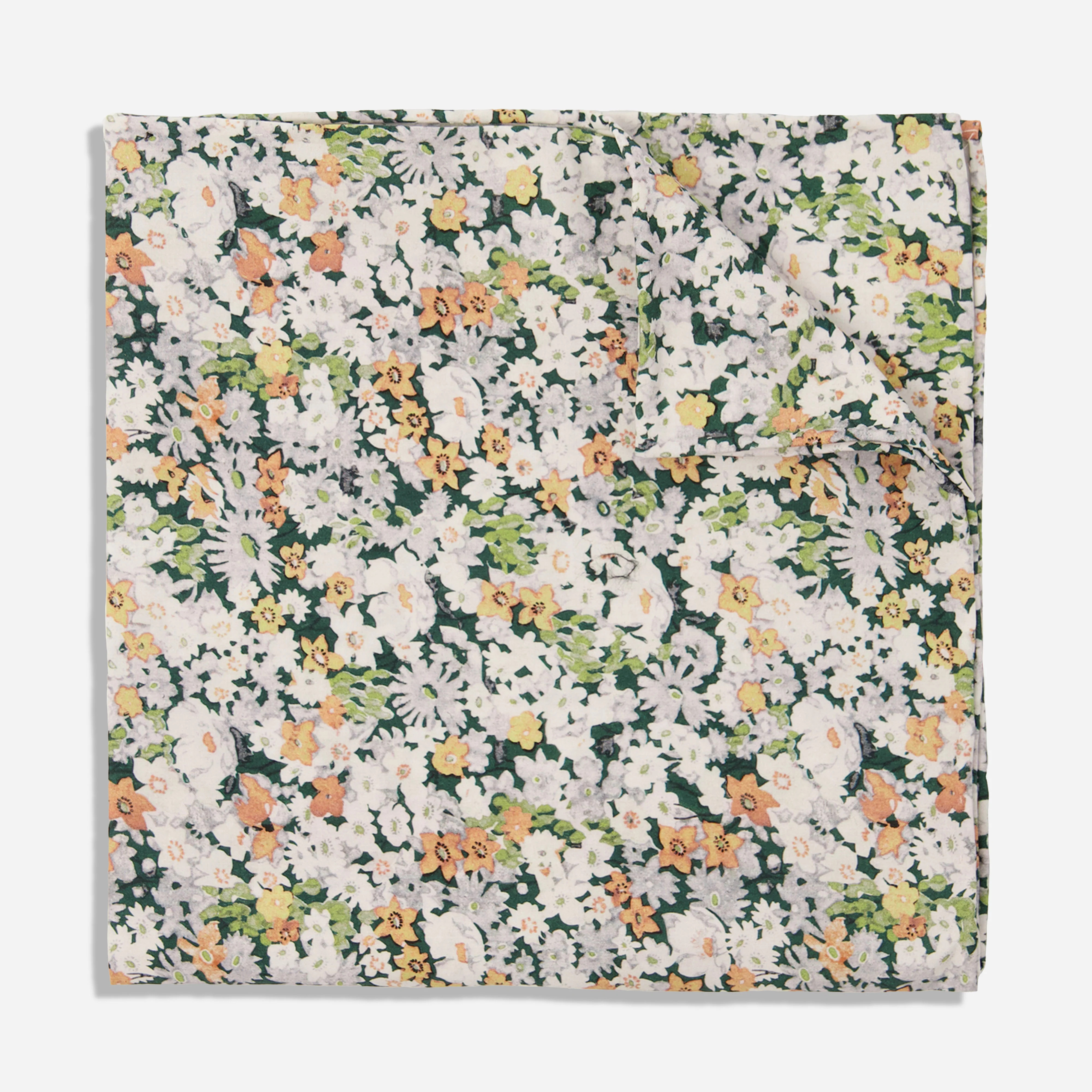 Shasta Floral Hunter Green Pocket Square | Cotton Pocket Squares | Tie Bar | The Tie Bar