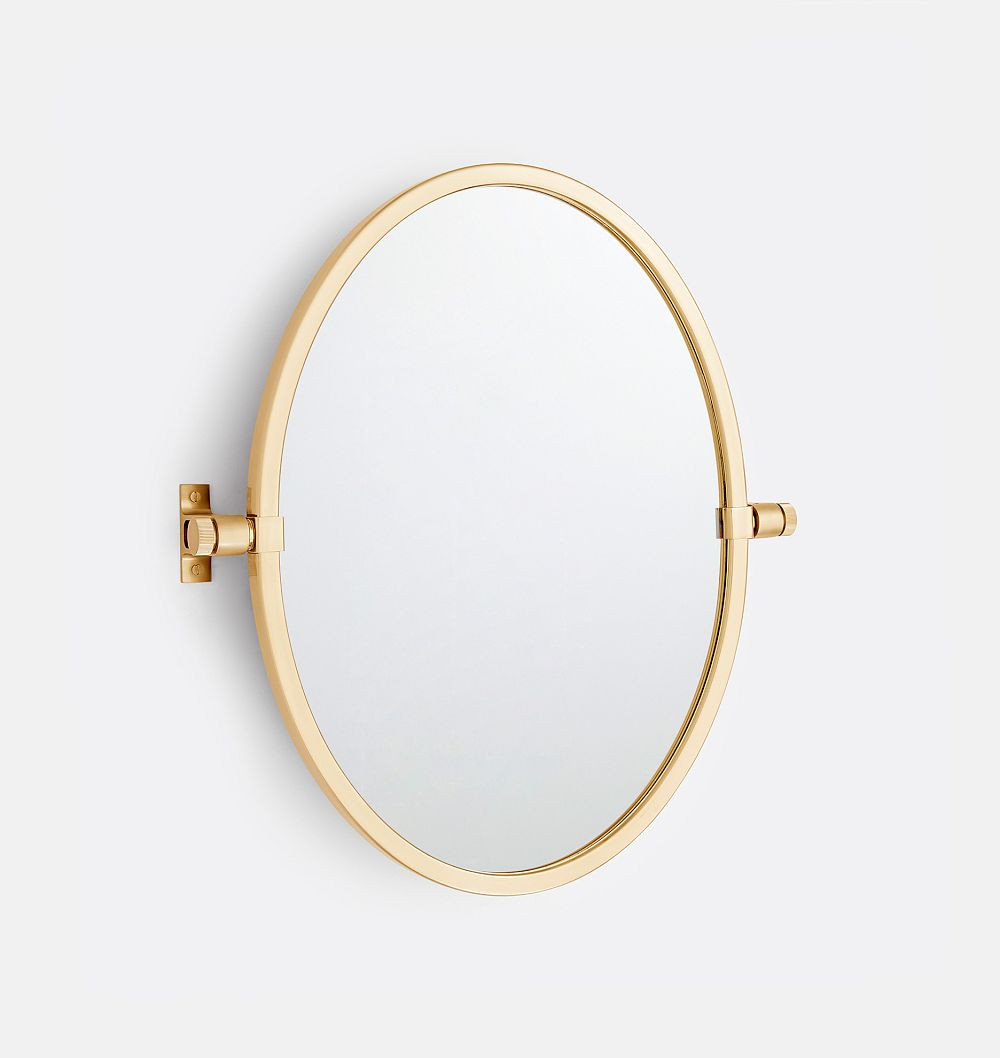 West Slope Oval Pivot Mirror, 24 inch - Aged Brass | Rejuvenation