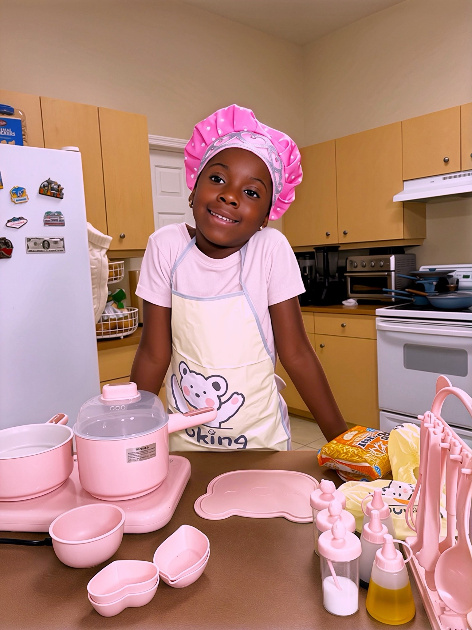 My 6-year-old is cooking dinner with her real cooking set for kids of course with mom's supervision 🧑‍🍳👌

#LTKfoodie #LTKHome #LTKKids