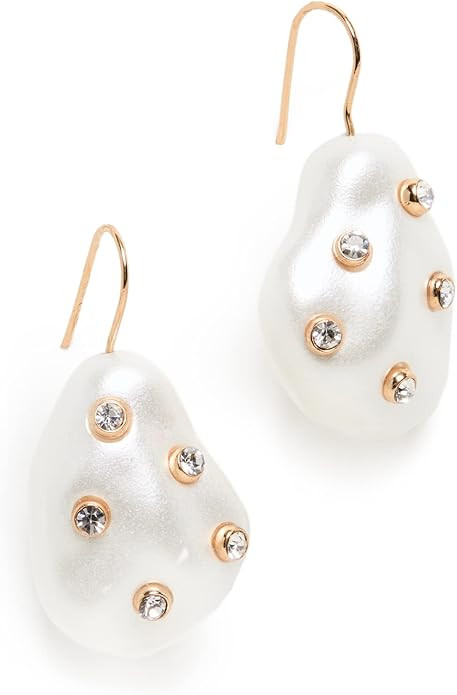 Kenneth Jay Lane Women's Gold With White Pearl Earrings, Gold, One Size | Amazon (US)
