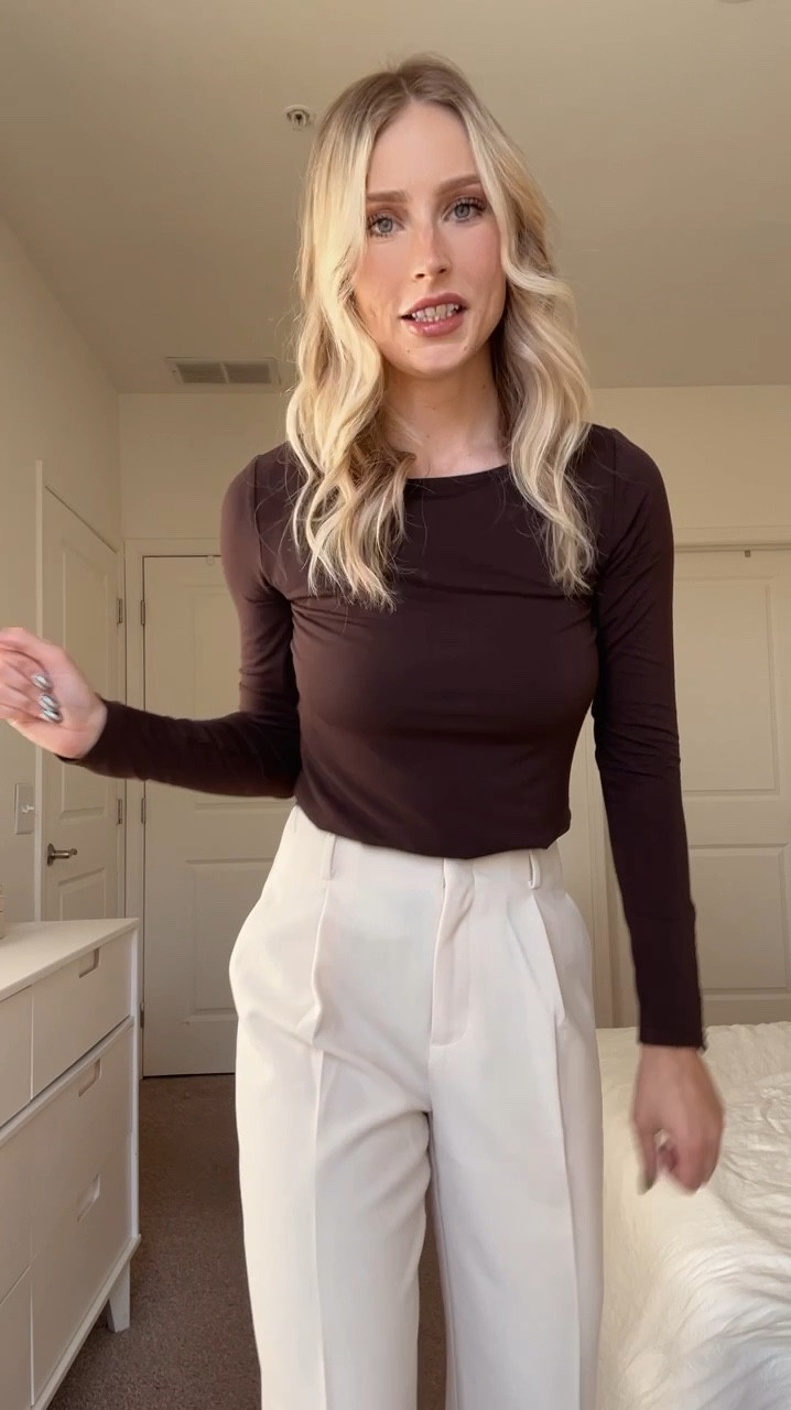 Work outfit of the day 

Business casual, office, workwear, professional, job, corporate, cream trousers, neutral, chocolate brown 

#LTKWorkwear #LTKShoeCrush