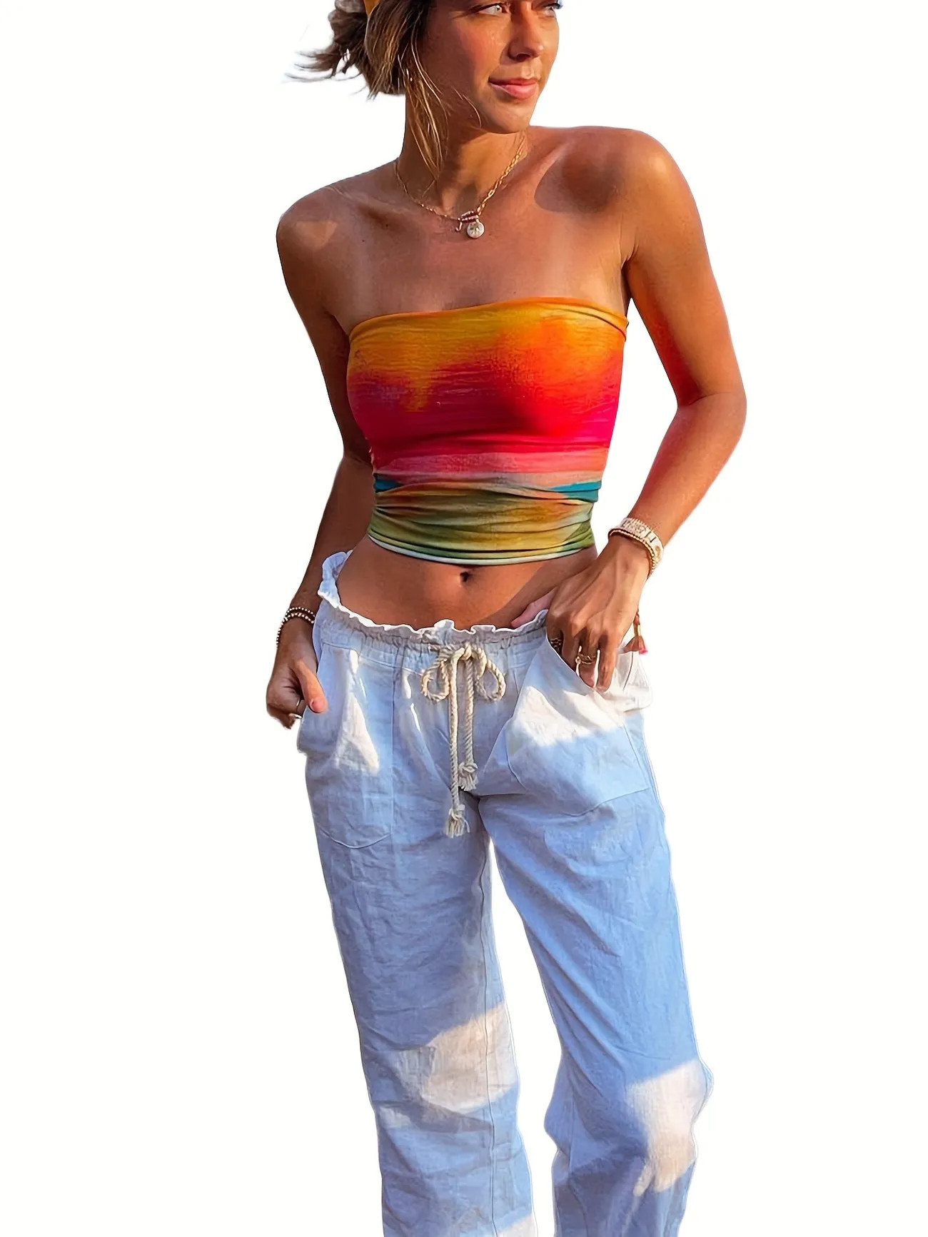 Graphic Print Tube Top, Sexy Off Shoulder Summer Sleeveless Tube Top, Women's Clothing | Temu Affiliate Program