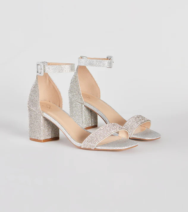 Glitzy Babe Rhinestone Block Heels | Windsor Stores
