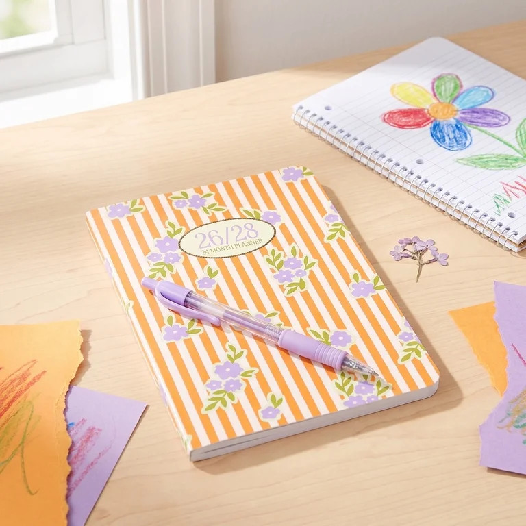 Pen+Gear 24-Month Monthly Pocket Planner, July 2026-June 2028, Multicolor Striped Floral, 4.5" x ... | Walmart (US)