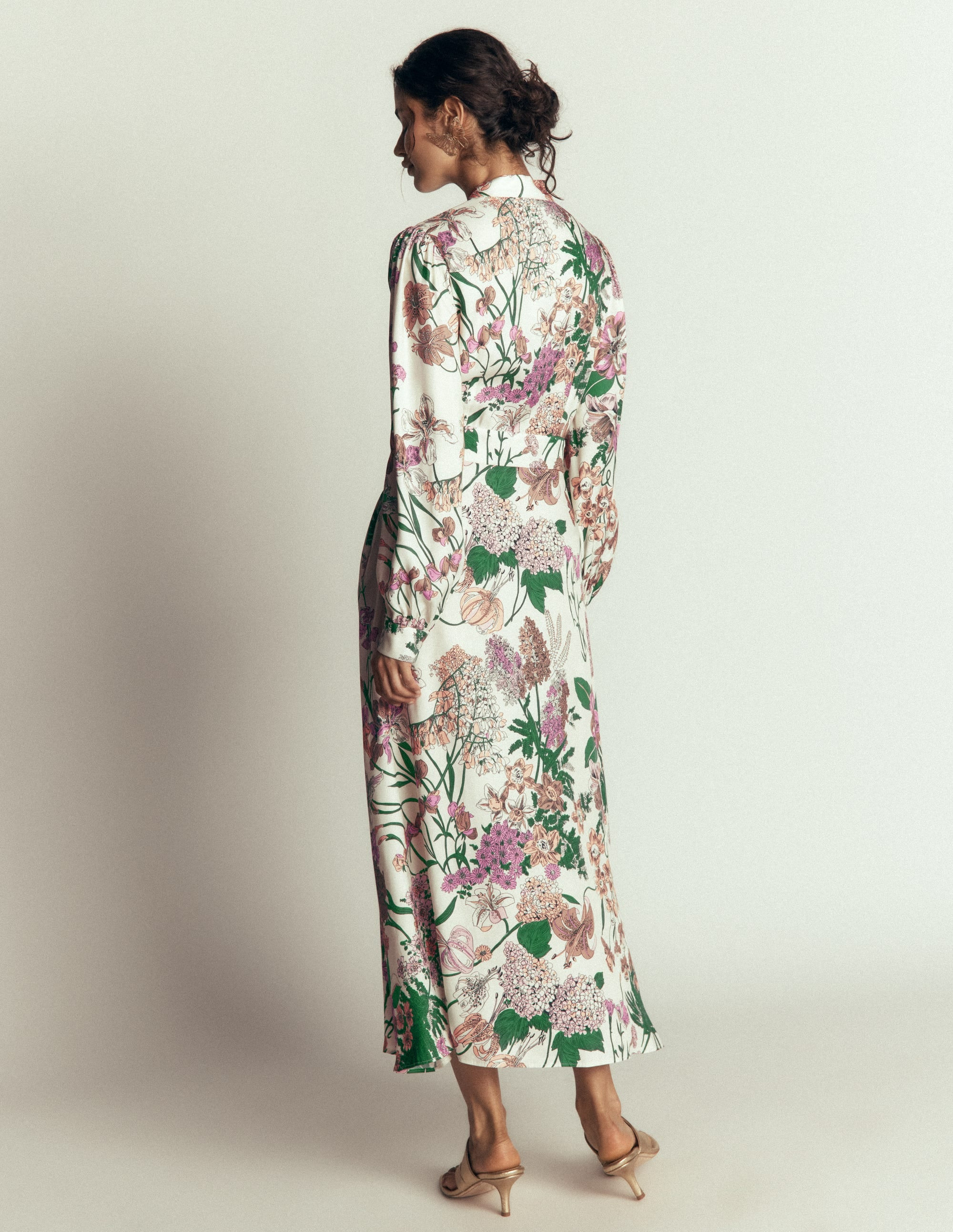 Bow Detail Shirt Dress-Ivory, Whimsical Flora | Boden (US)