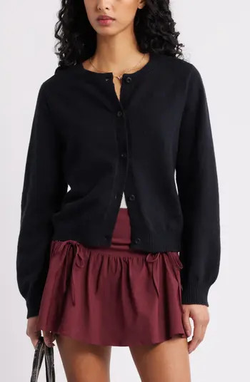 Crewneck Cotton Blend Cardigan | Nordstrom