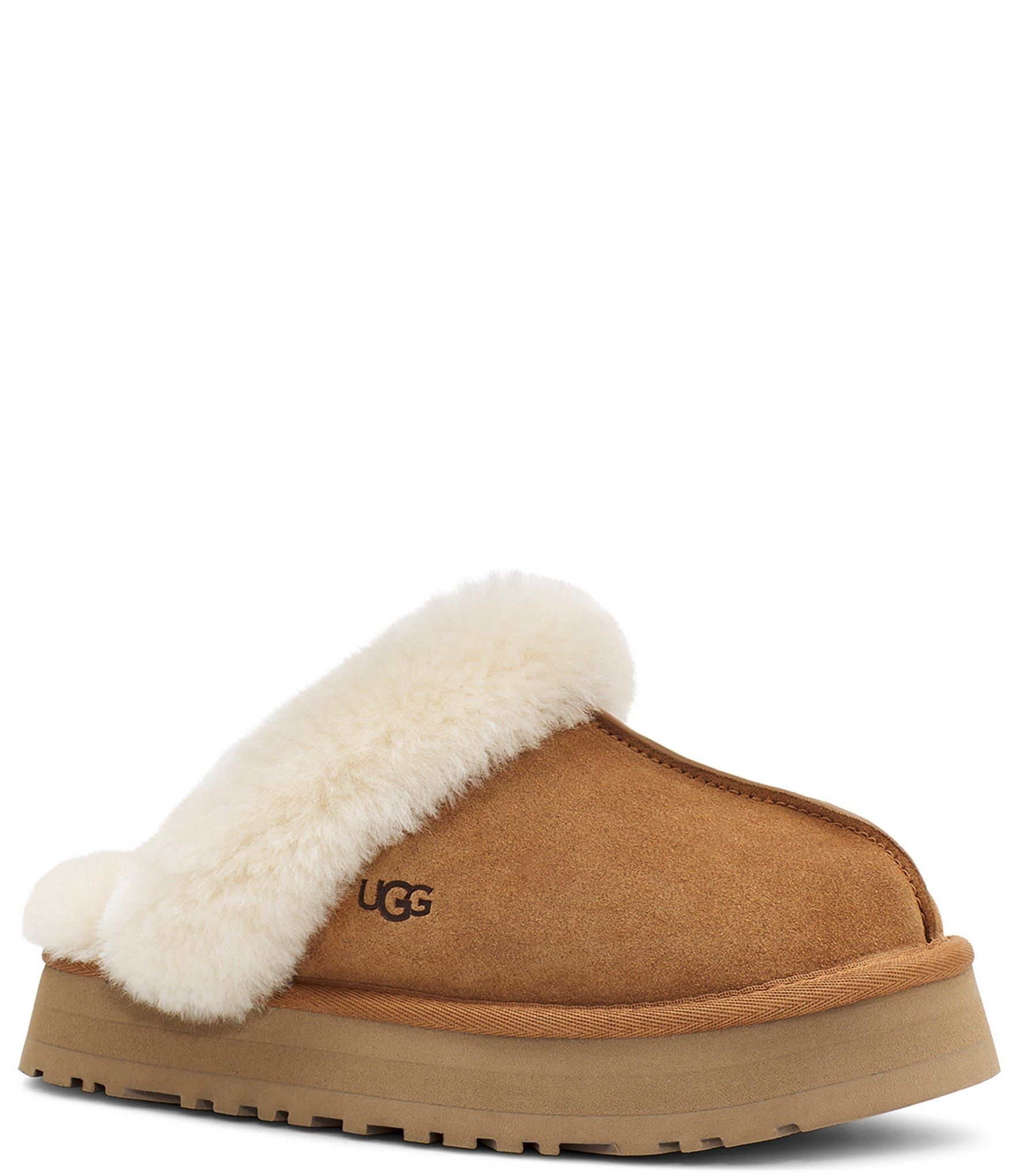 UGG® Disquette Suede Fur Flatform Slides | Dillard's | Dillards