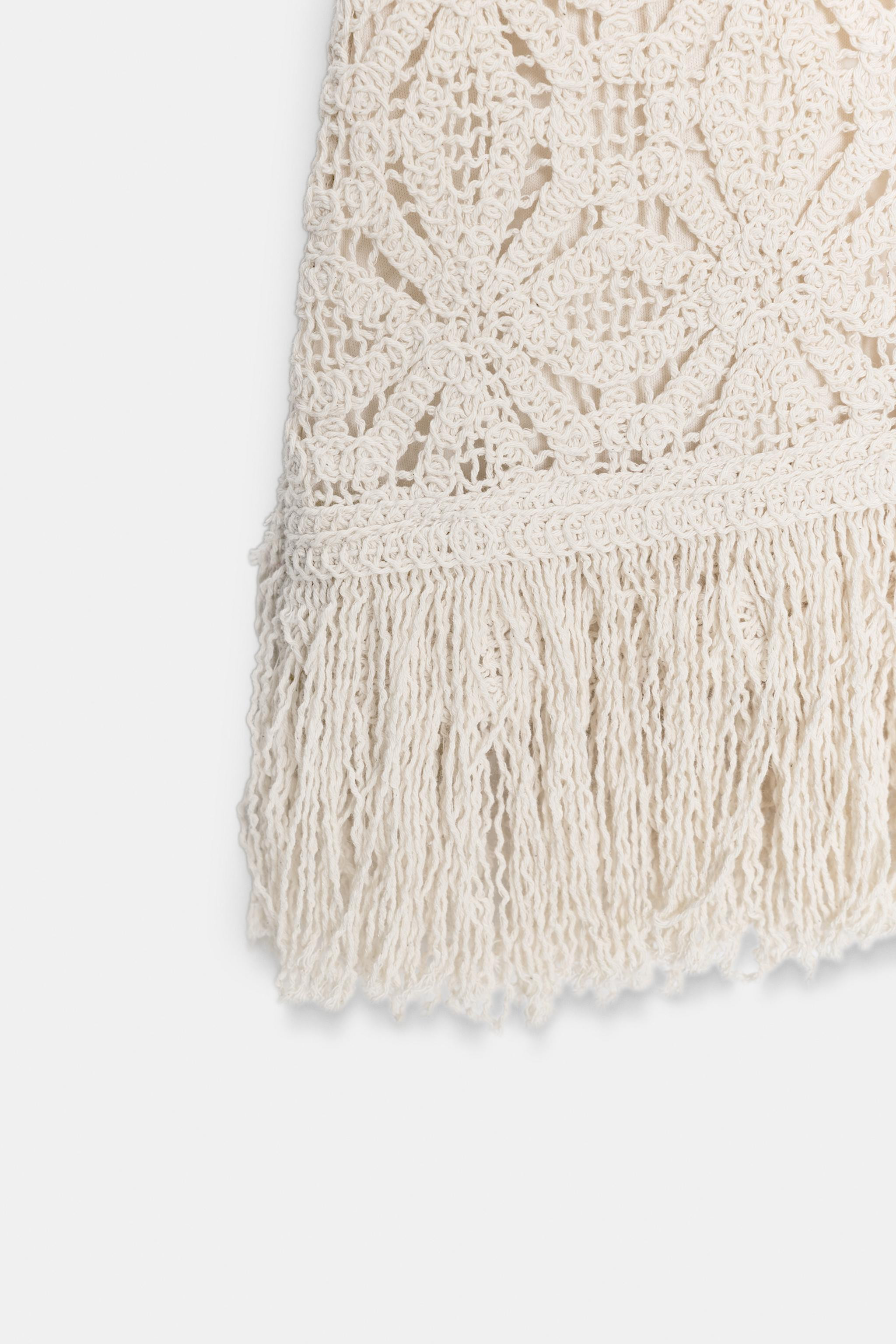FRINGED CROCHET SHORT DRESS | Zara US