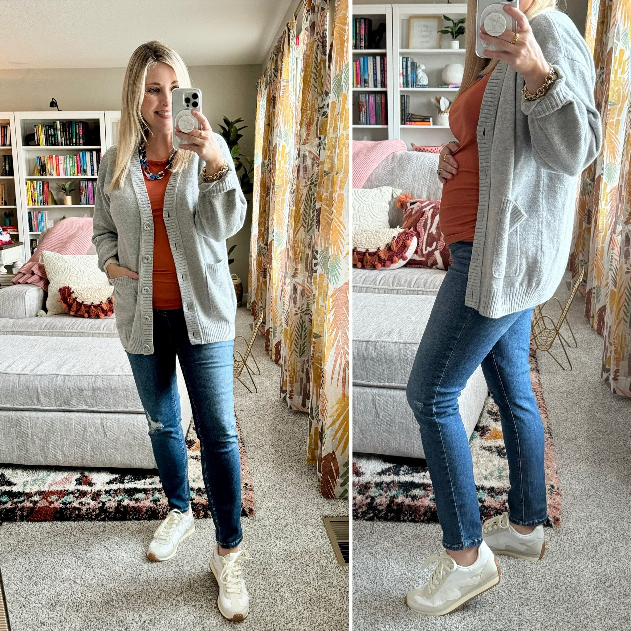 20.5 weeks 🤰💙 Maternity OOTD // Living in jeans and cardigans lately! 

#LTKOver40 #LTKBump #LTKShoeCrush
