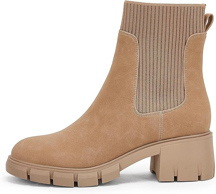 Ruanyu Womens Platform Ankle Boots Elastic Chunky Block Heel Chelsea Booties Lug Sole Non-Slip Co... | Amazon (US)