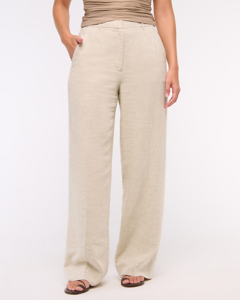 Curve Love Tailored Linen-Blend Wide Leg Pant | Abercrombie & Fitch (UK)