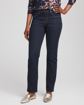 Women's Pull-On Straight Jeans in Dark Wash Denim | Chico's | Chico's