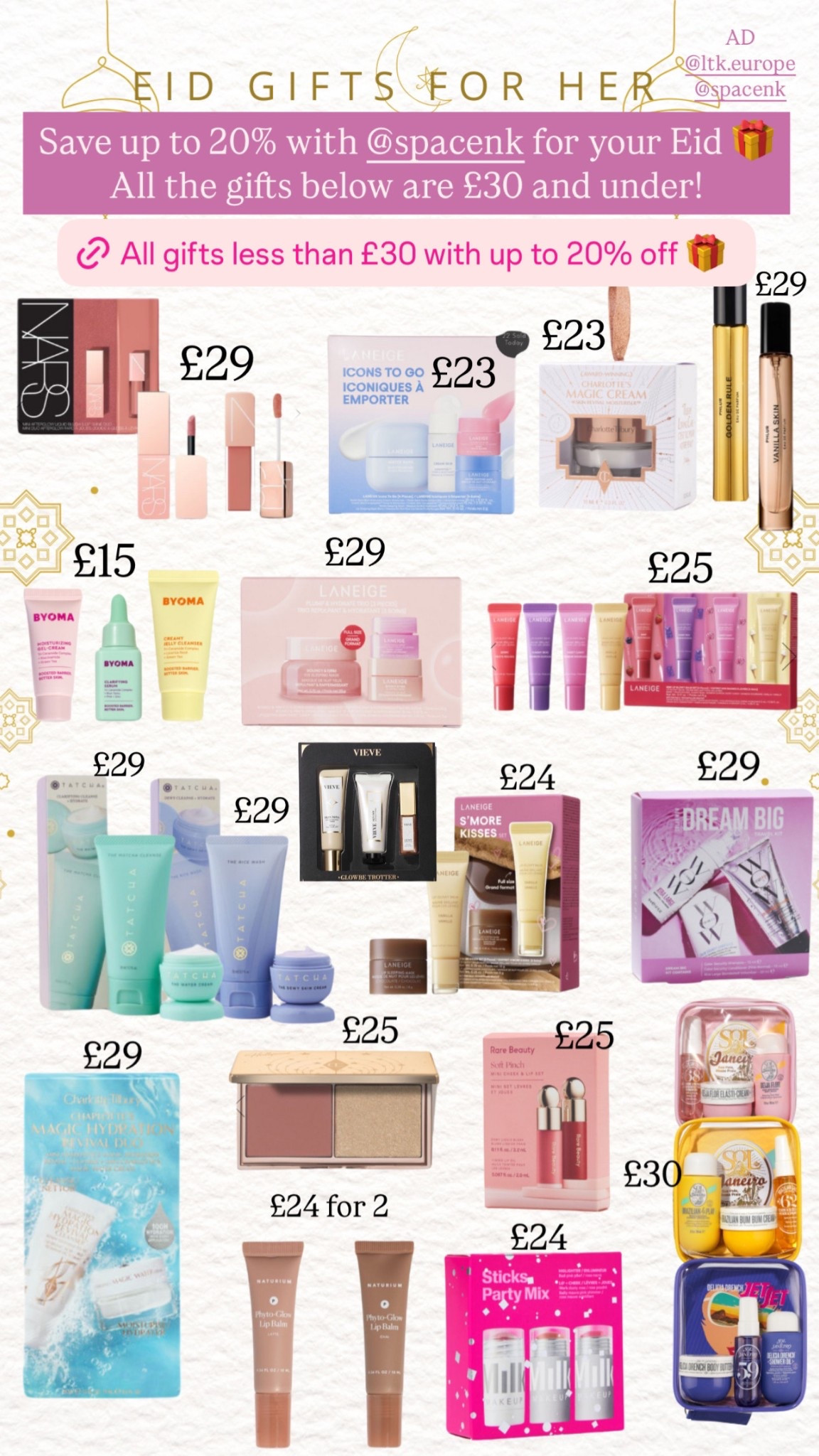 All gifts less than £30 with up to
20% off!

#ad #spaceNk


#LTKbeauty #LTKgiftguide #LTKsale