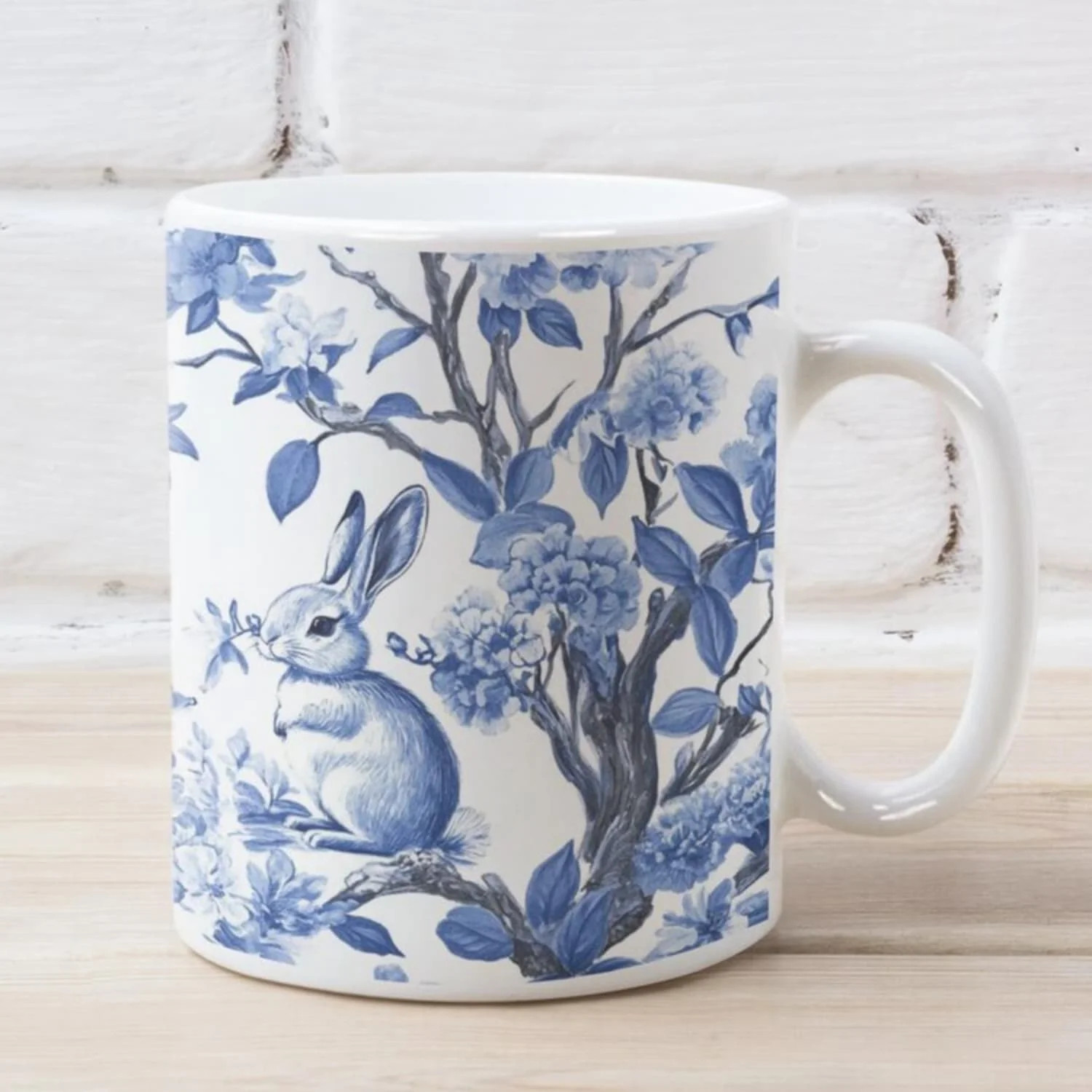 Cute Bunny Mug, Blue Toile Chinoiserie Bunny Mu, Easter Gift, Vintage-Inspired Tea Cup, Coffee Cu... | Walmart (US)