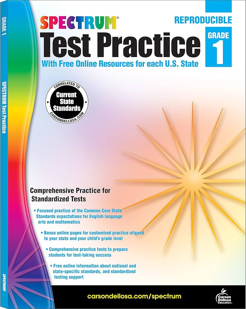Spectrum Test Practice 1st Grade Workbooks, Math, Language Arts, Reading Comprehension, Grammar, ... | Amazon (US)