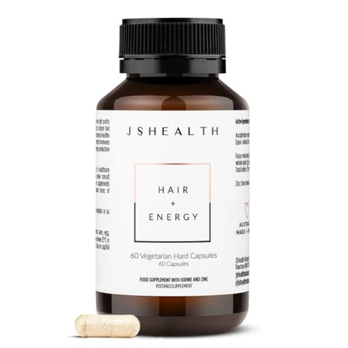 JSHealth Vitamins Hair and Energy Formula, Hair Growth Supplement for Women and Men, Zinc and Iodine Capsules for Healthy Growth, Hair Loss Support, 60 Capsules | Amazon (UK)