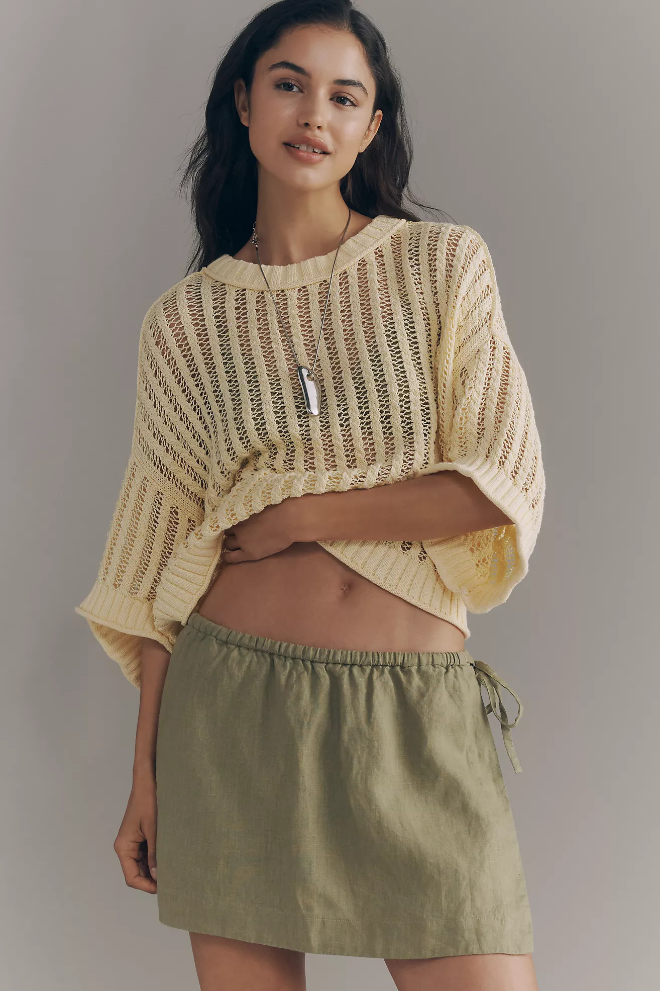 Goldie Corded Mesh Crew-Neck Sweater | Anthropologie (US)