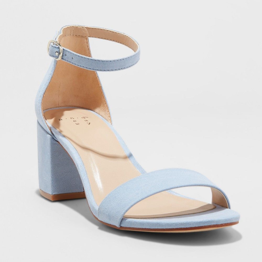 Women's Michaela Wide Width Block Heel Pumps - A New Day Blue 9.5W, Size: Small | Target