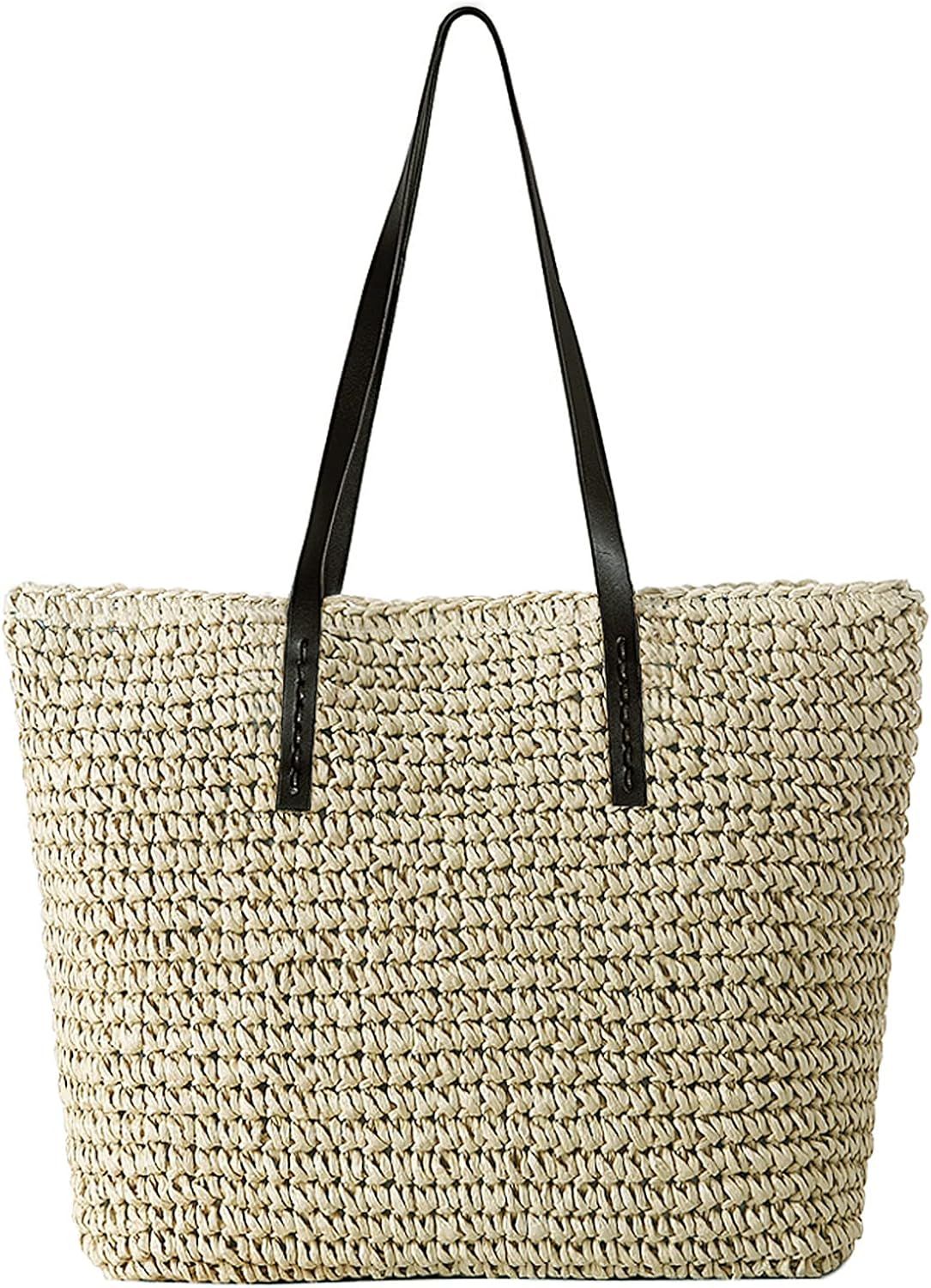 VODIU Women's Classic Straw Handbag Summer Beach Shoulder Bag Bohemia New | Amazon (US)
