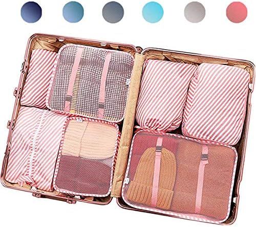 PACTIVE Packing Cubes for Travel, 6/7/8/9 Set Luggage Organizer (7 Pink Striped) | Amazon (US)