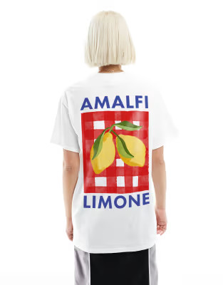 ASOS DESIGN oversized t-shirt with amalfi lemon graphic in white | ASOS (Global)