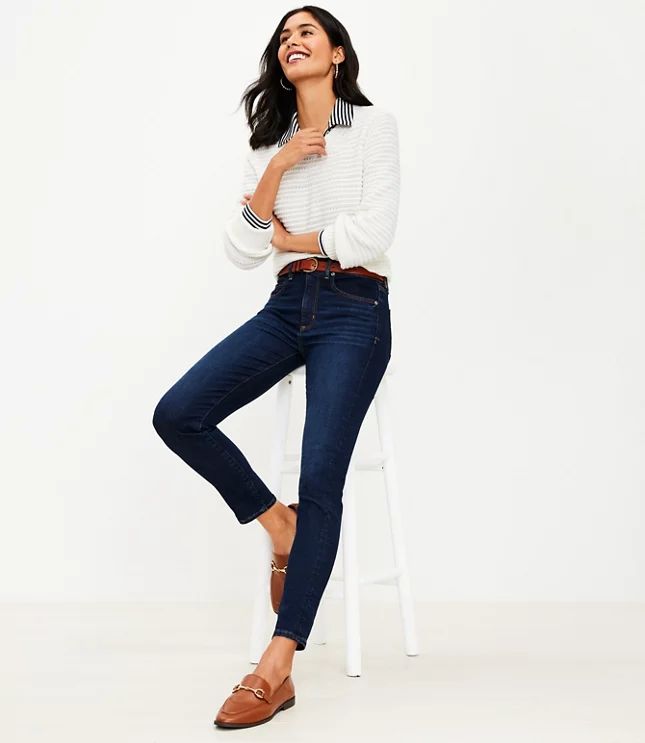 High Rise Skinny Jeans in Classic Dark Indigo Wash | LOFT