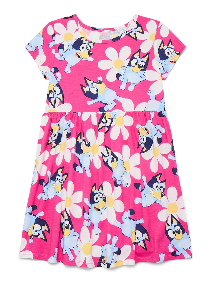 Bluey Girls' Allover Print Dress with Short Sleeves, Sizes 4-12 | Walmart (US)