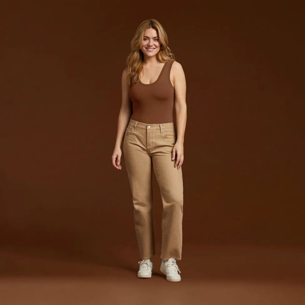 Women's Seamless Scoop Tank Bodysuit - Chocolate - nuuds | nuuds