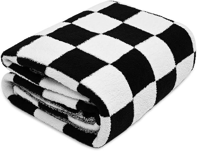 Sunyrisy Throw Blankets Checkered Reversible Plush Fleece Blanket, Super Soft Warm Cozy Throw Bla... | Amazon (US)