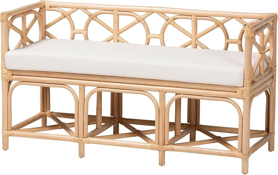 Bali & pari Theo Natural Rattan Accent Bench with Removable Cushion | Amazon (US)
