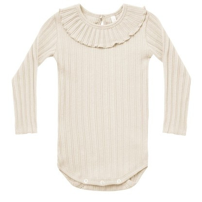 Rylee & Cru Ruffle Collar Bodysuit, Stone | SpearmintLOVE