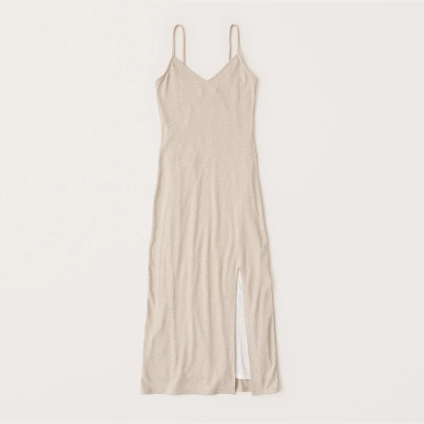 Side-Slit Knit Midi Dress | Abercrombie & Fitch (US)