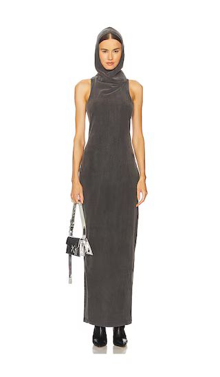 Cowl Neck Racer Back Fitted Long Dress in Washed Charcoal | Revolve Dress | Revolve Outfits  | Revolve Clothing (Global)