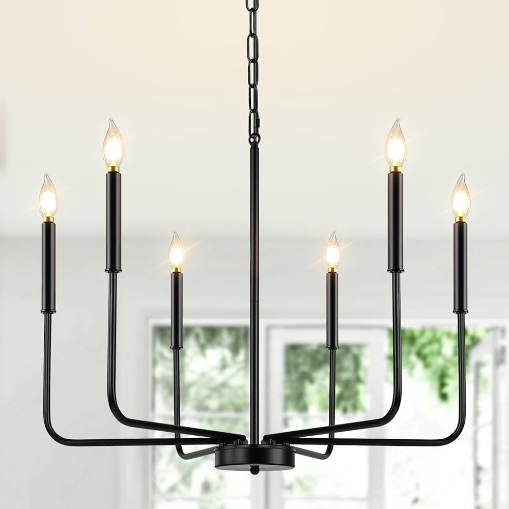 Black Chandelier, 6-Light Modern Farmhouse Chandeliers for Dining Room Light Fixtures, Rustic Ind... | Amazon (US)