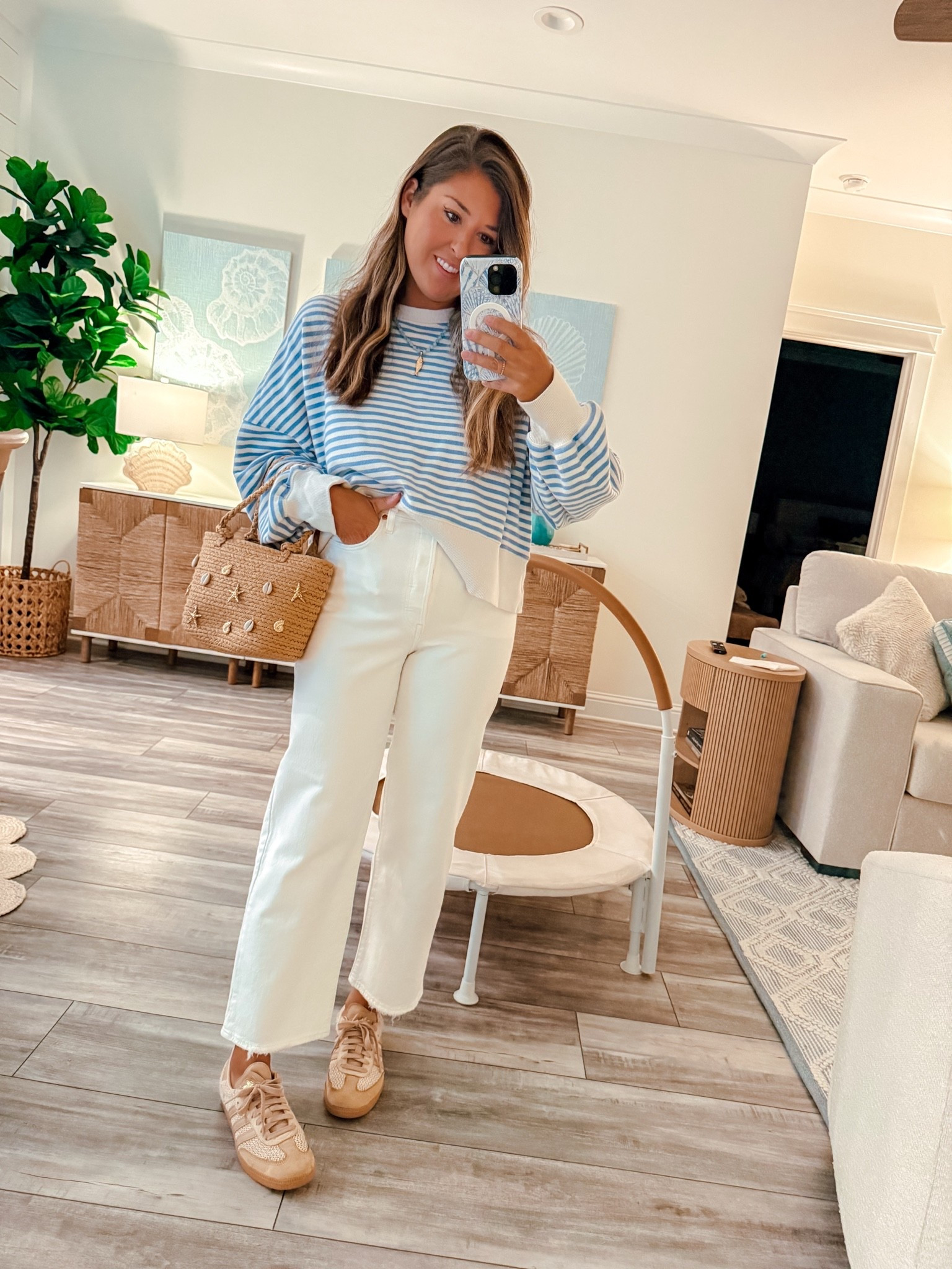 Rainy day outfit, summer outfit, white denim 

Wearing medium, 29 in jeans

#LTKootd