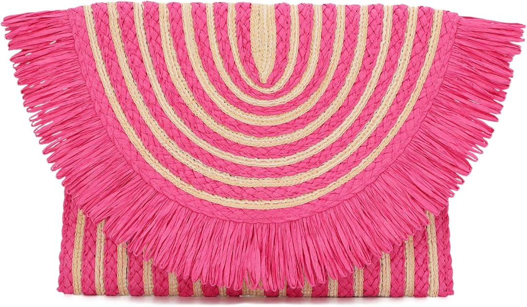 Straw Clutch Purse Bag for Women Summer Clutch Beach Purse Envelope Woven Purse Beach Clutch Bag | Amazon (US)