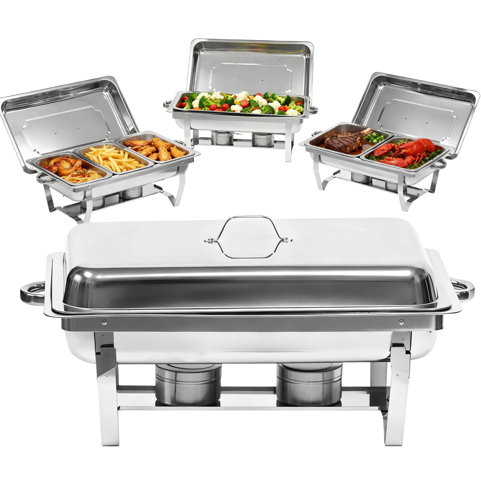 9QT 4-Pack Chafing Dish Set with 7 Multi-Size Pans, 304 Stainless Steel Buffet Warmer – Complet... | Amazon (US)