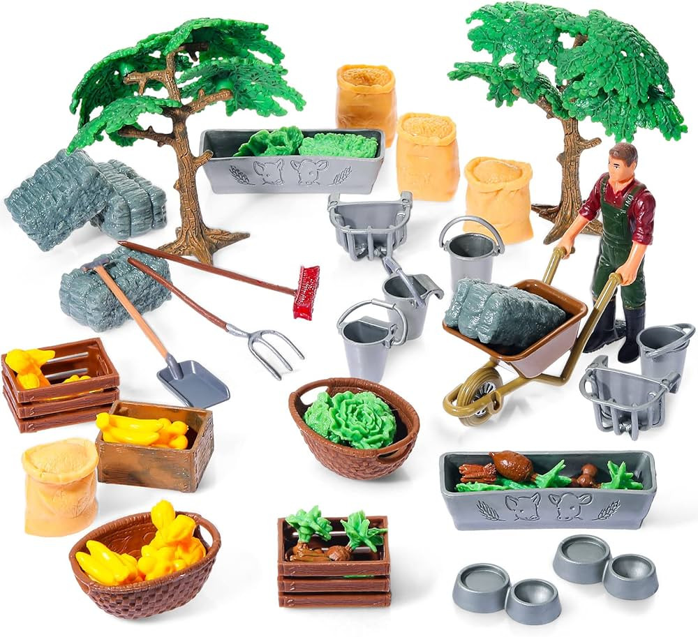 54 Pcs Play Farm Feed Food Accessories Toy Set Mini Educational Playset Feed Set, Includes Plasti... | Amazon (US)