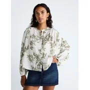 Scoop Women\u2019s Blouson Sleeve Shirt, Sizes XS-4X | Walmart (US)