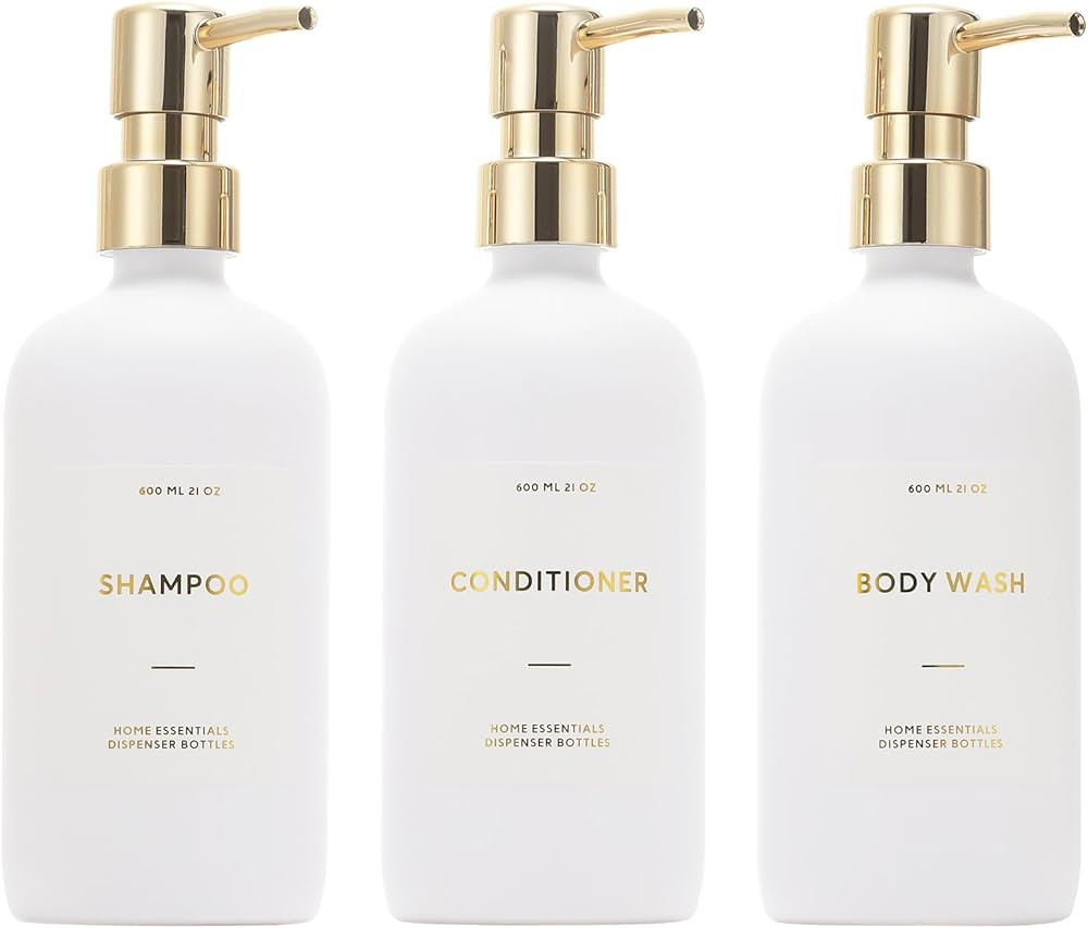 HOMCDALY Shampoo and Conditioner Dispenser, 21oz 3-Pack Refillable Pump Bottles, Shampoo Containe... | Amazon (US)