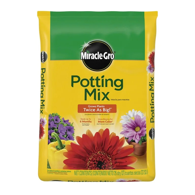 Miracle-Gro Potting Mix, For Indoor or Outdoor Potted Plants, Flowers, Shrubs, 25 qt. | Walmart (US)