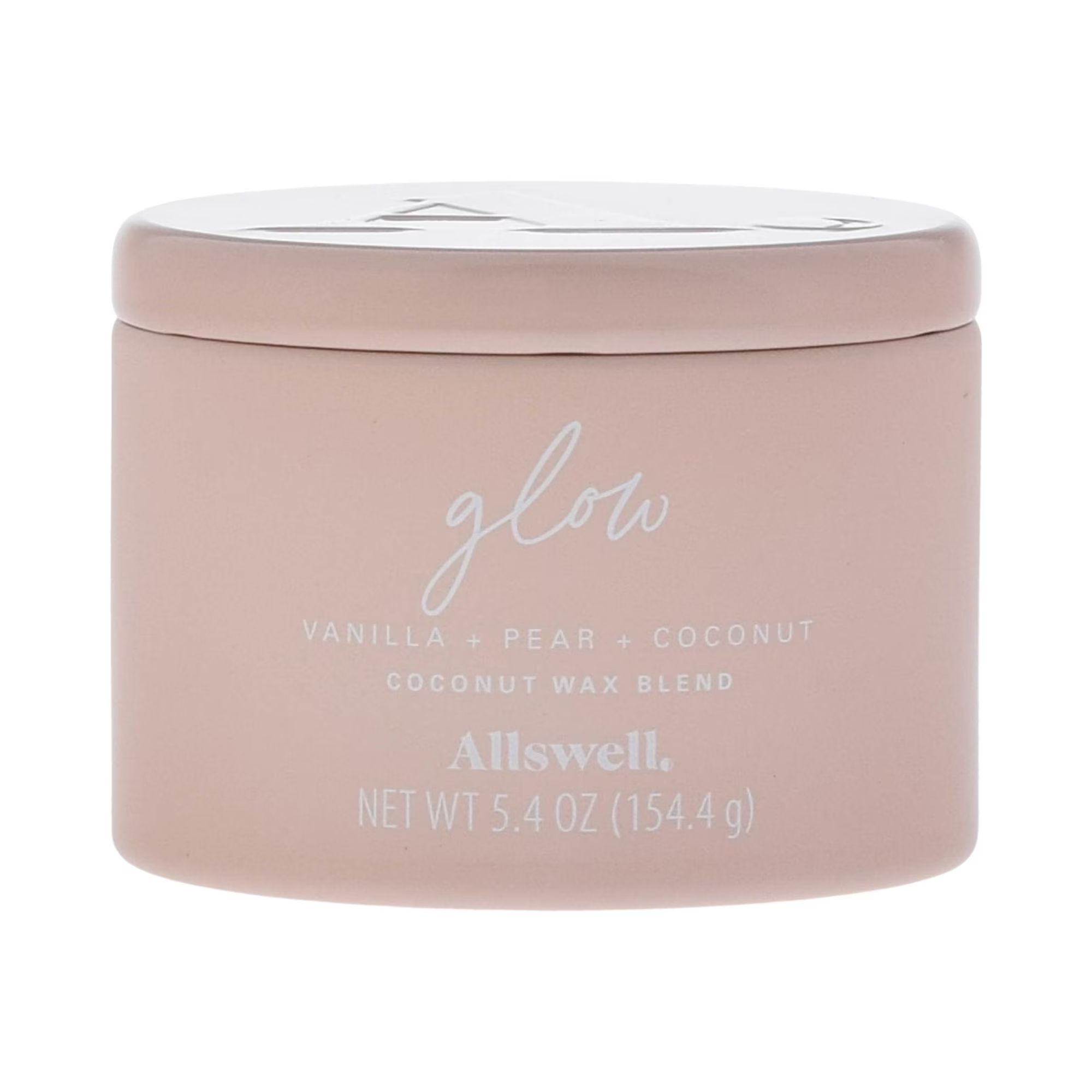 Allswell |Glow - Pink (Vanilla + Pear + Coconut) 5.4oz Scented Tin Candle | Walmart (US)