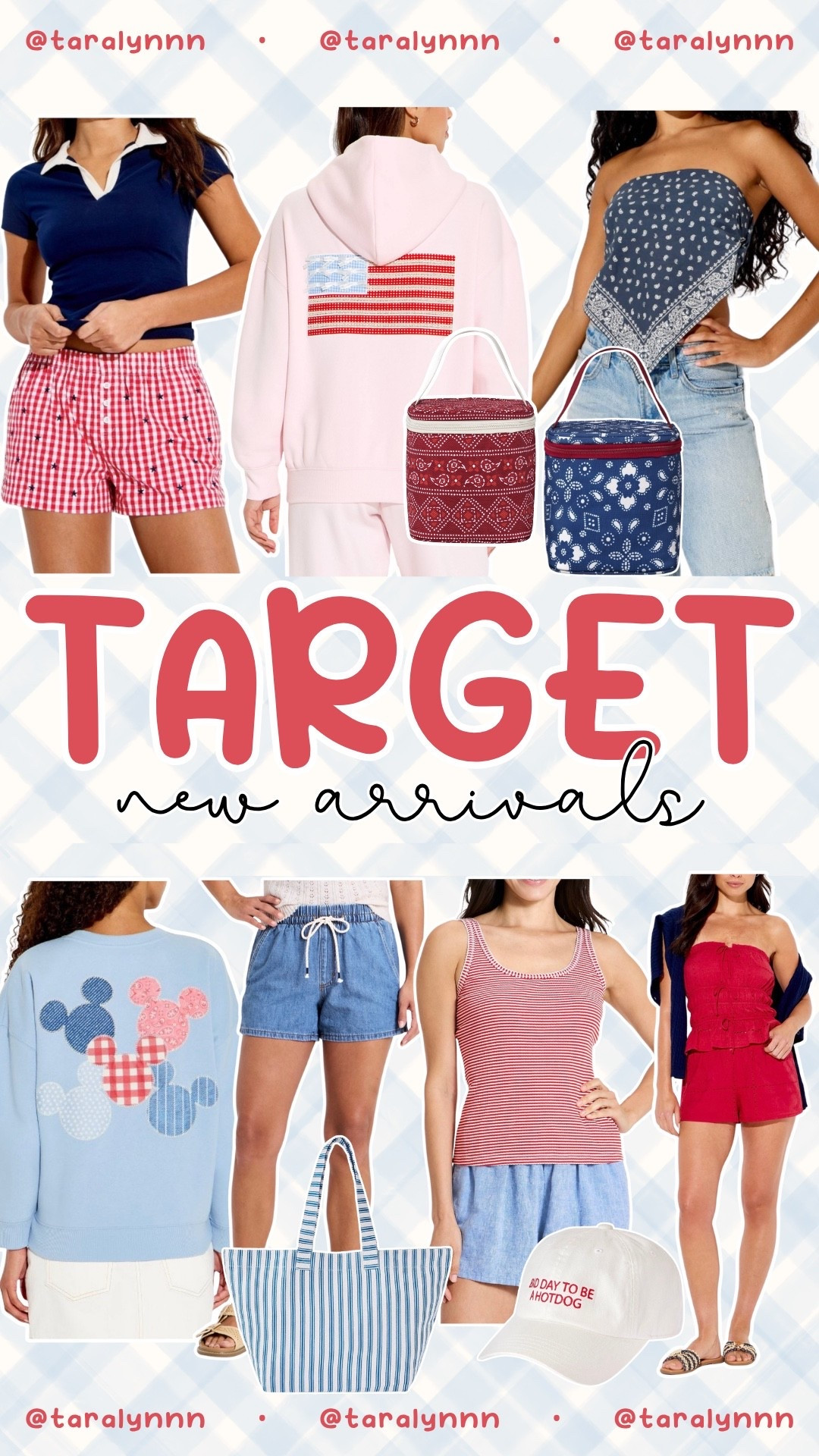 Target New Arrivals I’m Loving for Summer 🇺🇸
@Target 
#target #targetclothing #americana #redwhiteandblue #trending #trendy #shorts #denim #hat #4thofjuly #memorialday #bandanaprint #bag #hairaccessory #shorts #gingham #summer #ootd #outfit
