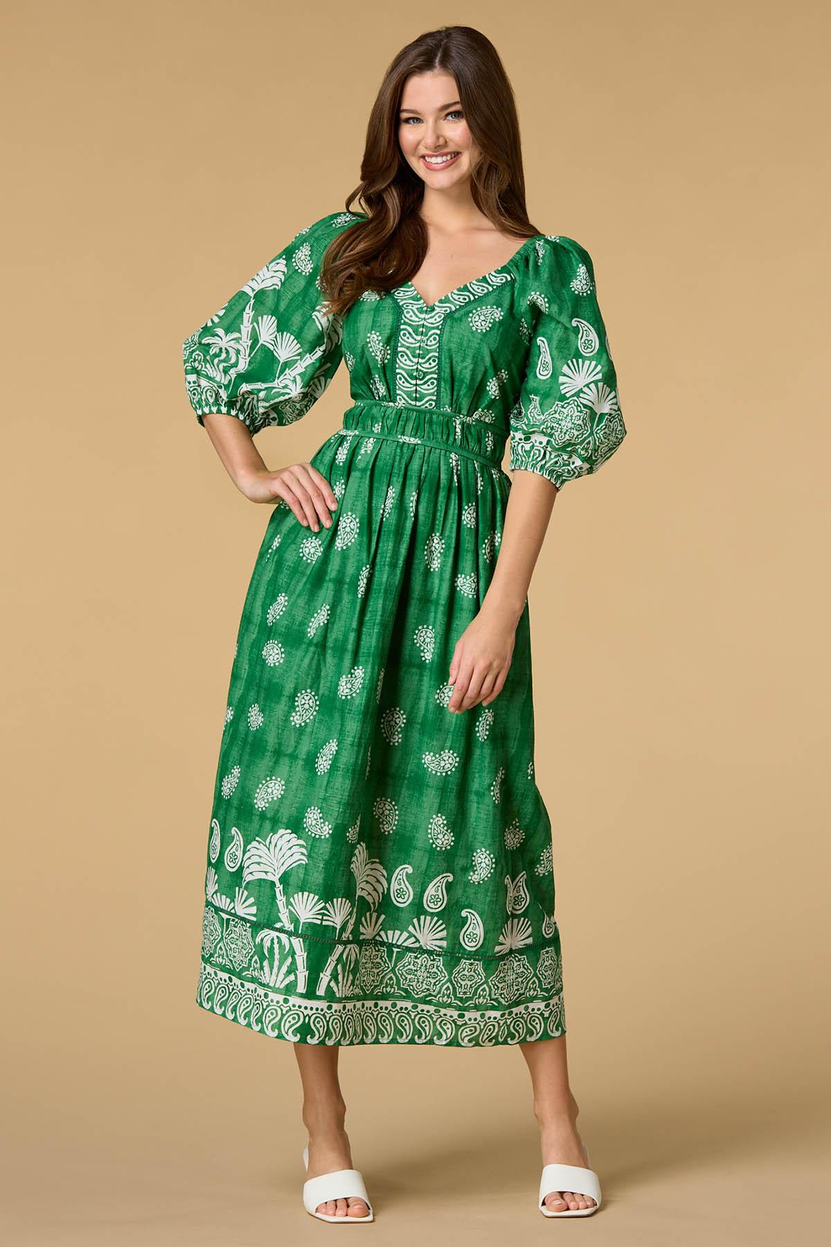 go green cotton maxi dress | Versona