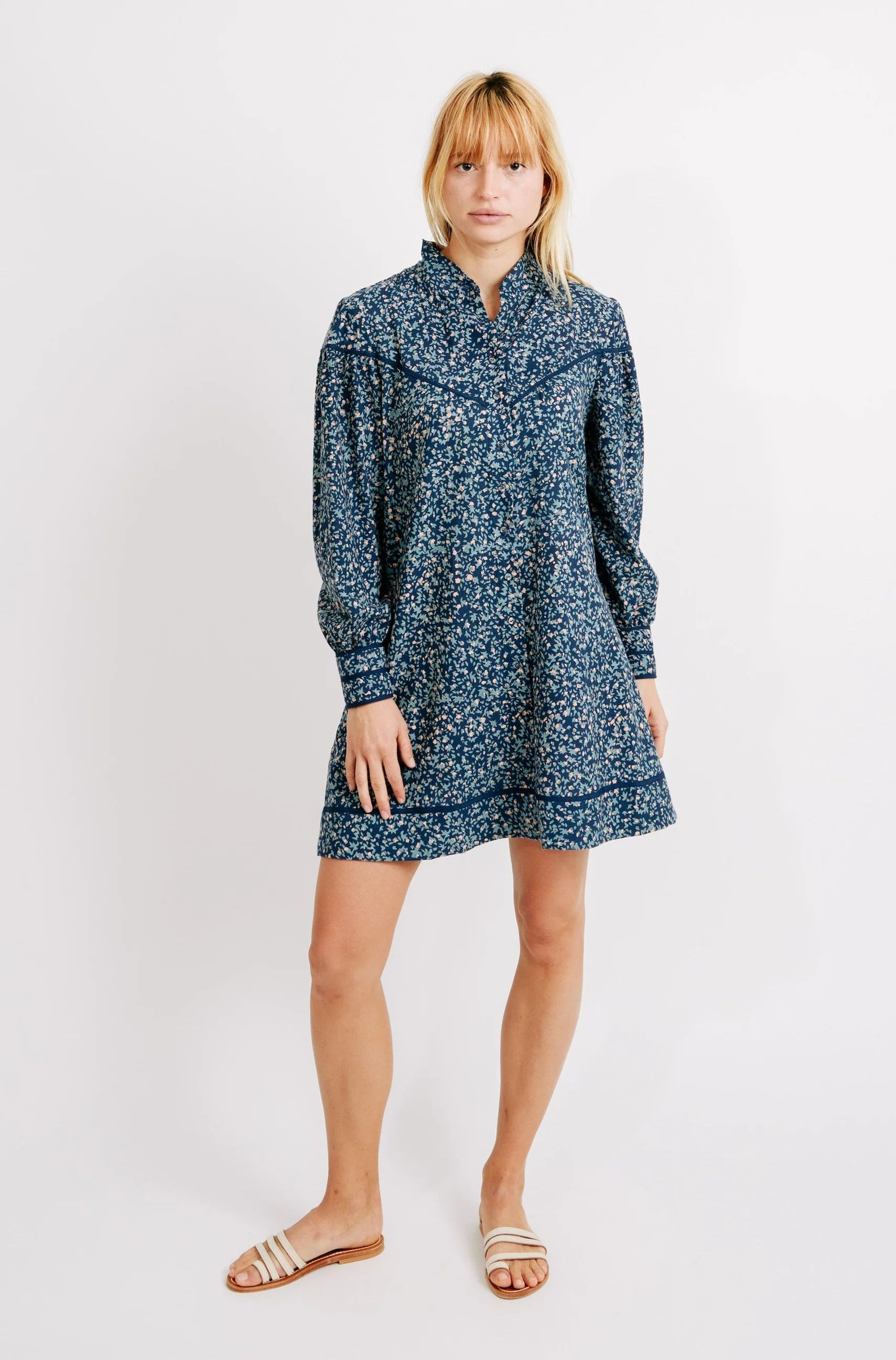 montrose short dress in blue thistle - MIRTH | MIRTH